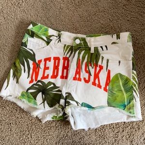 Off White Virgil abloh Nebraska Palm Leaf shorts
